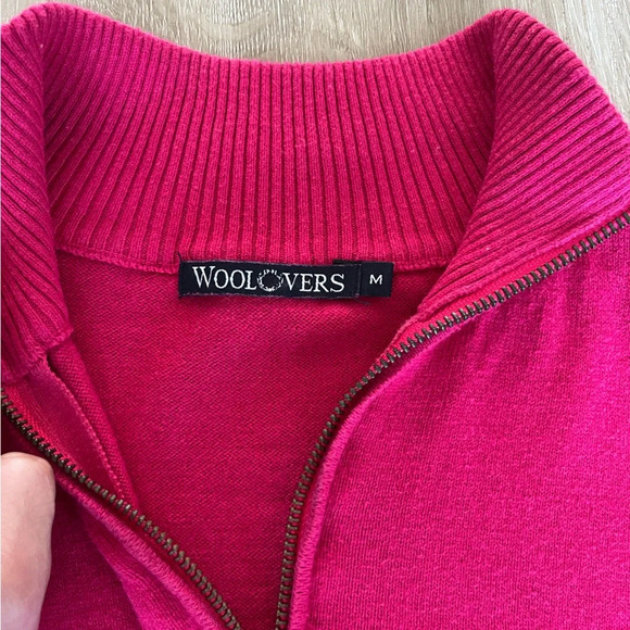 Vintage WoolOvers Pink 1/4 zip Sweater Cotton Cashmere Size Medium - Picture 2 of 6